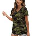 WEESO Floral Tops for Women Casual T Shirts Short Sleeve V Neck Outfits Baggy Shirts for Women, XL
