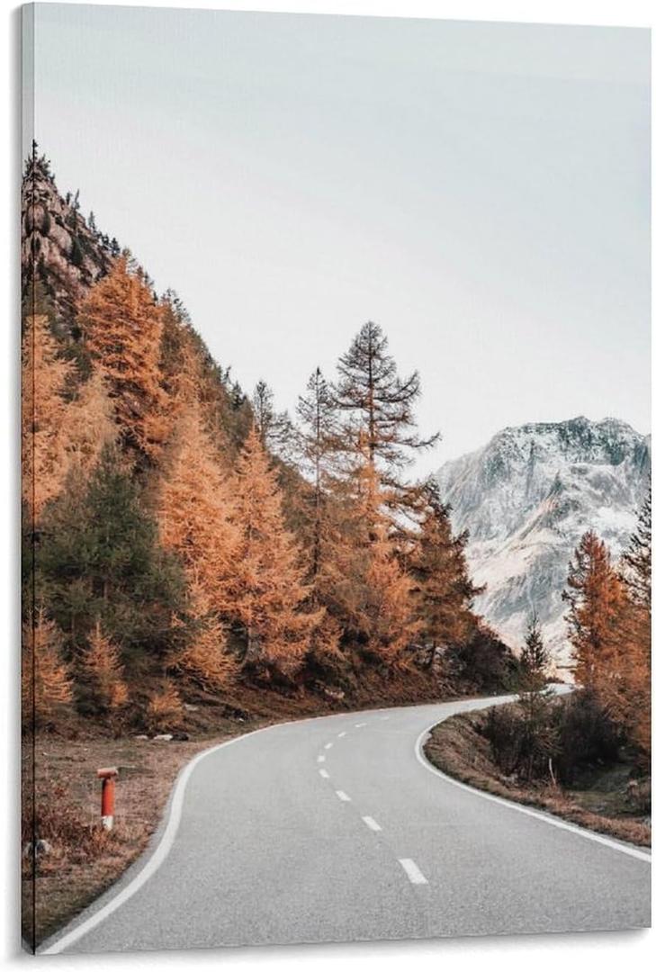 BRogeh Fall Art Mountain Landscape Print Autumn Trees Large Wall Art Posters Canvas Prints Painting Wall Decor Art Picture Artwork Home Decor for Living Room for Gifts 16x24inch(40x60cm) (Frame-style)