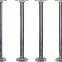 PIPE DECOR Table Legs, Malleable Iron Round Flange with Authentic Steel Plumbing Pipe, DIY End Table Leg Kit with Hardware, 3.75 in. Dia x 24 in. H, 4-Pack