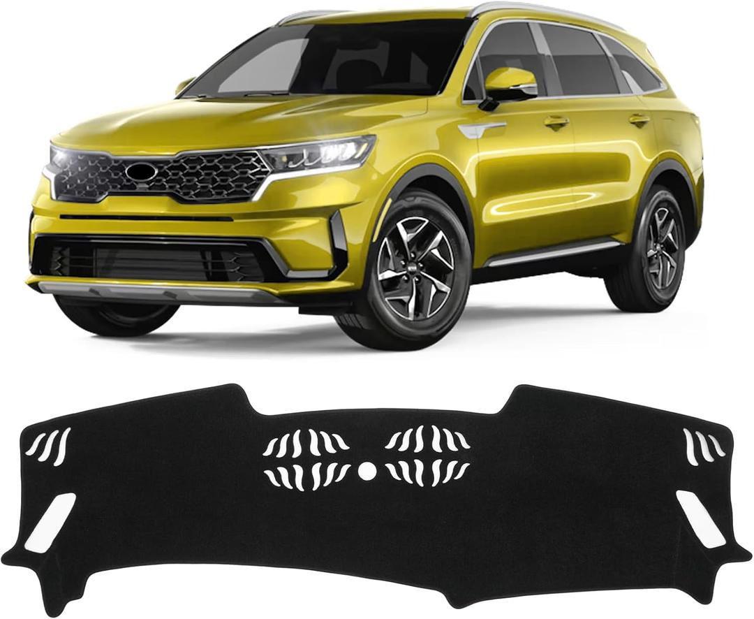 KUST Black Dash Cover Compatible with KIA Sorento 2021-2025 2026 (Only fit for 12.3 inch Navigation Display Dashboard) Dashboard Cover Accessories for Sorento Center Console Sunshield Protector