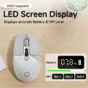 EWEADN Q1 Wireless Bluetooth Mouse, BT & 2.4G Computer Mouse with Battery & DPI LED Screen Display, Type-C Rechargeable with 1600 DPI Levels, 6 Button Silent Ergonomic Mouse for Laptop/PC/Mac-Grey
