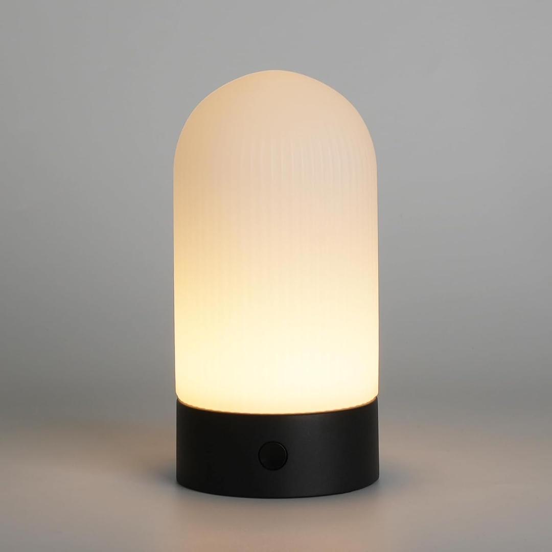Battery Operated Shower Lamp Waterproof, Small Portable Cordless Table Lamp Rechargeable, Touch Dimmable Mood Light for Home/Patio/Dining/Outdoor (Black)