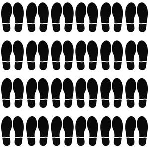 24 Pairs Black Shoes Footprint Stickers, Agent of Truth Footprint Decals Stickers Classroom Line Up Floor Decals Black Foot Print Sticker for Feet Distance Floor Sign Party Decor Guide