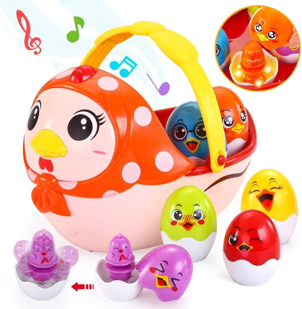 Vatos Baby Easter Egg Toy, Toddler Easter Basket for 1 2 3 4 5 Year Old Boys & Girls | Musical Easter Eggs with Colorful Changing Lights| Musical Easter Eggs for Babies