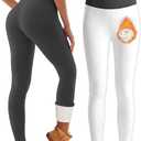 Bluemaple Fleece Lined Leggings Women High Waisted Tummy Control Thermal Warm Workout Hiking Yoga Pants for Cold Winter, Small