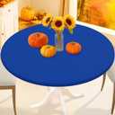 Smiry Round Spandex Tablecloth, Elastic Fitted Washable Tablecloths for 36"-44" Tables, Waterpoof Stretch Picnic Table Cover for Dining, Indoor and Outdoor, Blue