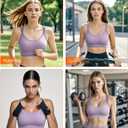 Sports Bras for Women, Criss-Cross Back, Adjustable Wire-Free Medium Support Workout Bra with Removable Cups (Small, Purple 1)