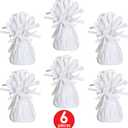 Beistle White Metallic Plastic Wrapped Balloon Weights For Birthday Parties, Weddings, Anniversaries, Table Décor, Celebrating With You Since 1900, 5.5" x 2.5", 6 Piece