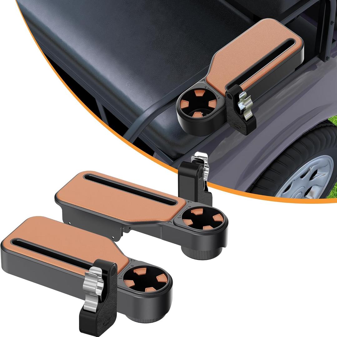 Upgraded Golf Cart Armrest with Cup Holder Wide Comfort Pad, Universal Fit for EZGO, Club Car, Yamaha Waterproof, Tool-Free Install, Fits 1" & 1.25" Square Tubes
