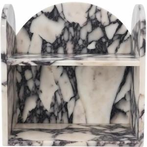 Marble Bathroom Counter Organizer, 2 Tier Calacatta Viola Vanity Shelf for Perfume, Makeup, Skincare, Jewelry, Natural Stone Countertop Storage, No Assembly Required (golden-6)