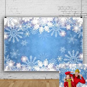 7x5ft Christmas Winter Snowflake Backdrop Blue Snowflake Birthday Baby Shower Photo Background Xmas Snow Theme Party Decorations Video Shooting Photo Booth Props