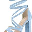 Allegra K Women's Lace Up Platform Block Heel Sandals Size 8