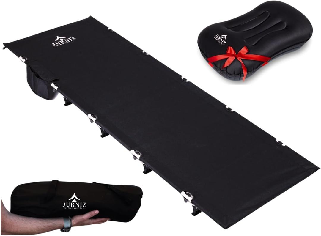 Ultralight Camping Cot for Adults and Kids; Supports up to 330lbs; 4.85lbs Ultralightweight Portable Camping Bed for Hiking, Camping and Backpacking with Carry Bag (Black)