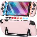 Switch 2 Cover Case&Screen Protector, FYOUNG Dockable Shell for Nintendo 2 | Cute Case, 9H Tempered Glass, Thump Grip, Switch 2 PC Hard Protective Case, Split Design, Precise Cutouts, Slim Shockproof