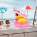 2 x Yellow Rubber Duck with Sun Hat, Swim Ring, Necklace, Sunglasses & Sunshade Cute Duck for Car Ornament Home Decor Desk Summer Beach Party Decoration (Hot Pink)