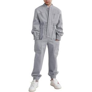 Haloumoning Kids Coveralls Boys Long Sleeve Jumpsuit Zip Up Flight Suit with Pockets, 5-14 Years 140