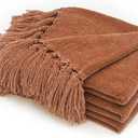 RECYCO Throw Blanket Soft Cozy Chenille Throw Blanket with Fringe Tassel for Couch Sofa Chair Bed Living Room Gift (Rust, 50" x 60")