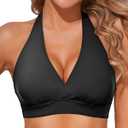 Tempt Me Women Halter Bikini Top Push Up Swimsuit Top Only (Black)