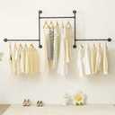 Industrial Pipe Clothing Rack Wall Garment Rack with Pipe Clothes Rails, Heavy Duty Clothes Hanging Rods Space-Saving Closet Organizer (Wall Clothing Rack-3 Hanging Rods)