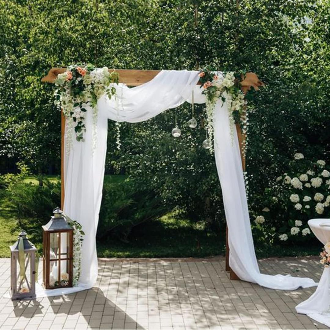 White Wedding Arch Draping Fabric, 63" x 32Ft Wedding Arch Drapes Tulle Fabric Drapery Sheer Backdrop Curtains for Wedding Ceremony Arch Stage Party Ceiling Dcor
