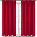 Curtains 40 Inches Length - Rod Pocket Thermal Insulated Room Darkening Window Drapes for Kitchen Bedroom Bathroom Camper, Red, 2 Panels  
