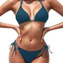 Zuvebamyo Women's Triangle Bikini Sets Two Piece Double Straps Halter Swimsuit Tie Side String Cheeky Bathing Suits, Small