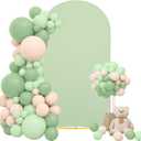 Wedding Arch Cover 7.2FT Sage Green Spandex Fitted Arch Cover Round Top Stand Covers Double-side Stretchy Chiara Cover Backdrop Cover for Wedding Banquet Birthday Party Ceremony Baby Shower Decoration