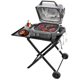Demao Stand for Ninja Woodfire Outdoor Grill (OG701 Only), Outdoor Folding Grill Table Stand for Ninja OG700 Series, Heavy Duty Steel Cart as XSKSTAND, Black