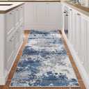 Blue Rug Runners for Hallways Kitchen Non Slip Washable 2x6 Entryway Runner Rugs with Rubber Backing 6ft Long Carpet Runner for Laundry Room Bedroom, Low Pile Stain & Fade Resistant, Abstract Navy