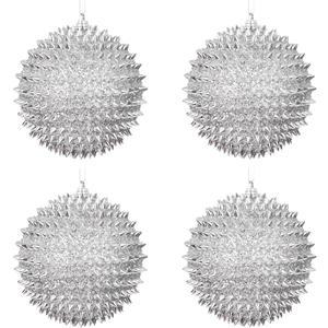 Spiked Glitter Christmas Ornaments, 4PCS 3.54" Handcrafted Cone Stud Ball Decorations in Punk Rock Gothic & Modern Glam Style, Shatterproof Christmas Tree and Holiday Decor for Home Party or Gift