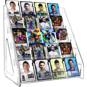 5 & 7 Tier Trading Card Display Stand, 12" Clear Acrylic Card Stands for Display, versatile Card Stands for Sports Cards, Graded & Greeting Cards, Postcards, Vendor Stickers, with Snap-On Assembly (Tall 5 Tier)