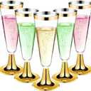 40 Pack Plastic Champagne Flutes with Gold Rim Gold Bottom, 5.5 Oz Clear Disposable Plastic Champagne Glasses, Wine Glasses Cups for Wedding Celebration Party Wine Tasting New Years Eve Party Supplies