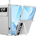 Case for Google Pixel Fold 5G 2023, Magnetic Hinge Protection Ultra Thin Electroplating Hard PC Full Coverage Case with Built-in Screen Protector & Camera Lens Protector,Silver