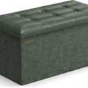 SONGMICS Mazie Collection - 30 Inches Folding Storage Ottoman Bench, Ottoman with Storage, Foot Rest Stool, Load 660 lb, for Living Room, Synthetic Leather, Forest Green ULSF040C01
