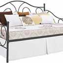 Pleated Bed Skirt with Split Corners for Daybeds - Three Side Coverage - Made with Brushed Microfiber, (Twin Size, White Solid)/14 Inch Drop