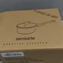 SENSARTE White Ceramic Nonstick Saucepan with Lid 1.5 Quarts, Small Cooking Pot with Stay Cool Handle, Induction Compatible Saucepot, White Granite Coating, Free of Intentionally Added PTFE/PFOA/PFAS