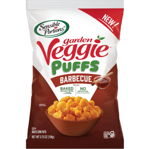 Sensible Portions Garden Veggie Puffs, BBQ, 3.75 oz Bag (Pack of 6), Best By 08 April, 2025