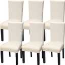 Dining Chair Covers, Stretch Spandex Chair Seat Cover Removable Washable Parson Chair Cover Kitchen Chair Protector Slipcovers (Beige Light, 6)