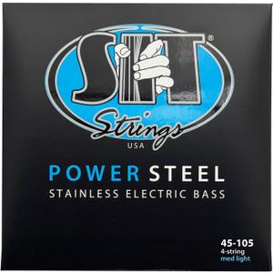 SIT Strings Power Steel Stainless Steel Bass Guitar Strings (S.I.T.), 4-String Bass Medium-Light 45-105, SR45105L