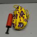 Size 2 Dog Soccer Ball with Straps Durable Training Ball for Pets Interactive Outdoor Dog Toy,Yellow & Purple, Paw and Puppy Design, for Small & Medium Puppie