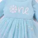 Kids Girls 1st Birthday Outfits Snowflake/Pumpkin Long Sleeve Romper Dress and Headband Cake Smash Outfits (Blue)