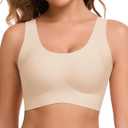 Ubras Seamless Bras for Women Light Support Wireless Bralette Comfortable Soft Smooth Pull On Bras (Medium, Oatmeal)