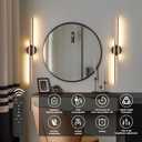 Rechargeable Battery Operated Wall Sconce Set of Two, Black Wireless LED Wall Sconces with Remote Control, Dimmable 3 Colors Cordless Wall Lights for Living Room, Bedroom, Hallway, 31.4 Inch(2pcs), 31.4" 2-Pack
