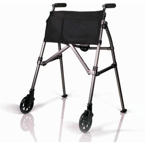 Stander Ez Fold N' Go Height Adjustable Lightweight Travel Walker, Black Walnut, 7.5 Pound