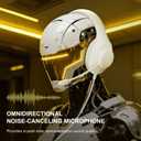 Gaming Headset for PS5 PS4 PC, Wired Headsets with 7.1 Surround Sound, H-7 Gaming Over Ear Headphones with Noise Cancelling Flexible Mic Memory Earmuffs, for PC/PS5/PS4/XboxSeries X/S/Switch (White) (Beige)