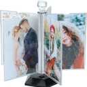 ZEEYUAN Rotating Acrylic Photo Frame DIY Multiple Picture Frame 5 Double Sides/Insert 10 Pcs of 4x6 Inch Photos,360 Rotation Windmill Picture Frame Desktop Photo Display