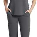 Dvoliaw Women Scrubs Set,Sleeveless Stand Collar Scrub Top,Straight Leg Scrub Pant,11-Pocket Medical Uniform,Yoga Waistband, S