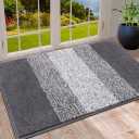 Vaukki Indoor Doormat Entryway Door Rug, Non Slip Absorbent Mud Trapper Mat Inside Floor Mat, Washable Door Carpet for Entryway (24''x36'', Grey)