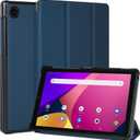 DMLuna Slim Tri-Fold Stand Hard Back Shell Premium PU Leather Cover for TCL Tab 8 SE, 8 Plus & 8 2024, Navy Blue