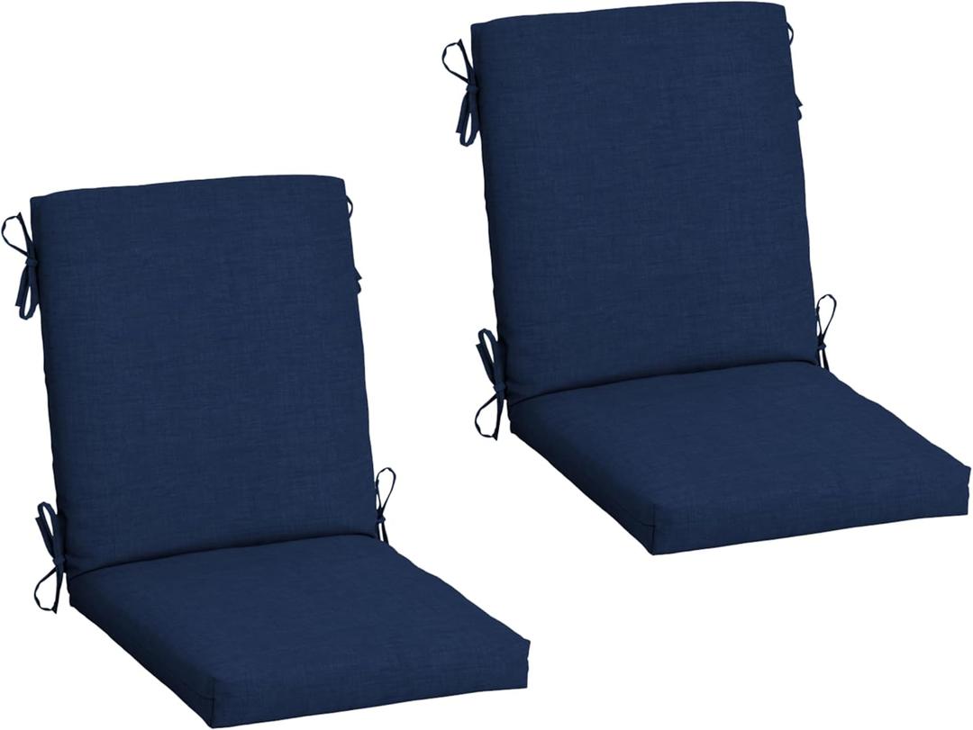 Arden 2-Pack Outdoor Patio Dining Chair Cushion, 20x44, Rain-Proof Seat Pad, Fade-Resistant Outdoor Cushion Sapphire Blue Leala